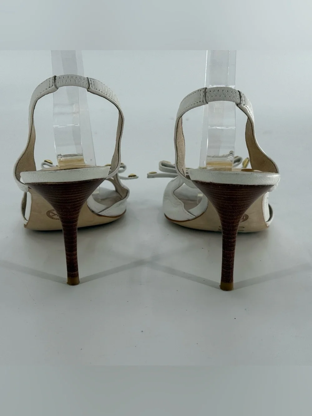 Michael Kors Studded Bow Open Toe Slingback Heels Pumps 8 - Picture 4 of 9